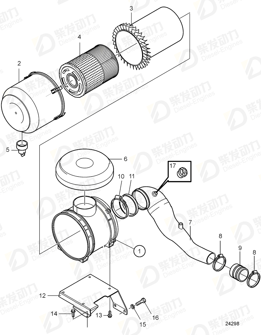 VOLVO Hose clamp 21184843 Drawing